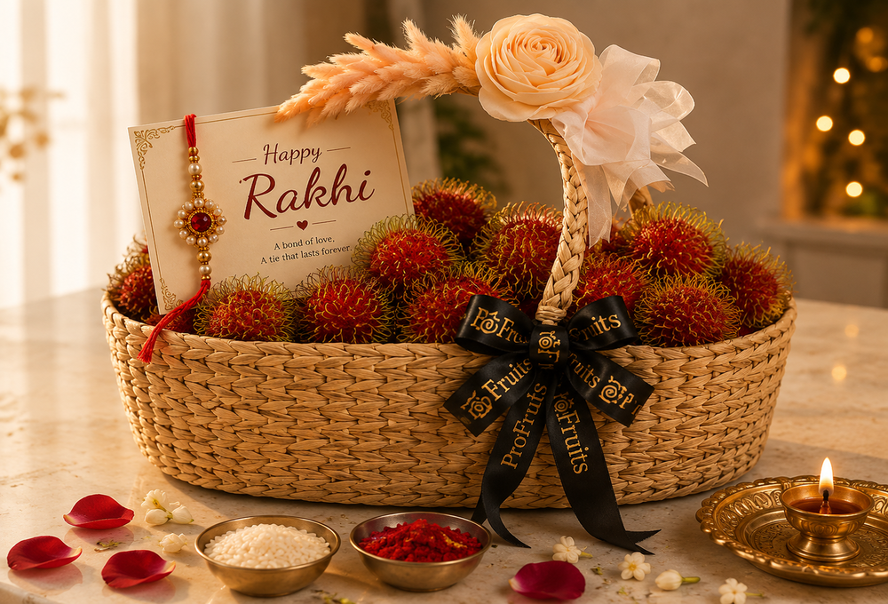Premium Rambutan Raksha Bandhan Fruit Basket | Exotic Fruit Gift