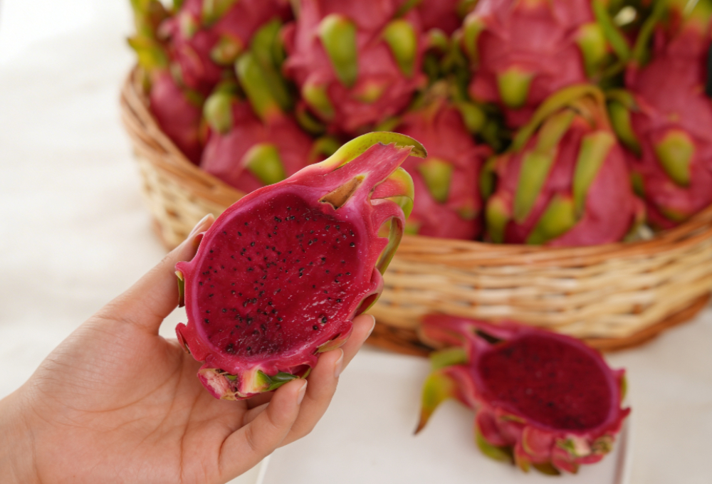 Red Dragon Fruit Brown Basket