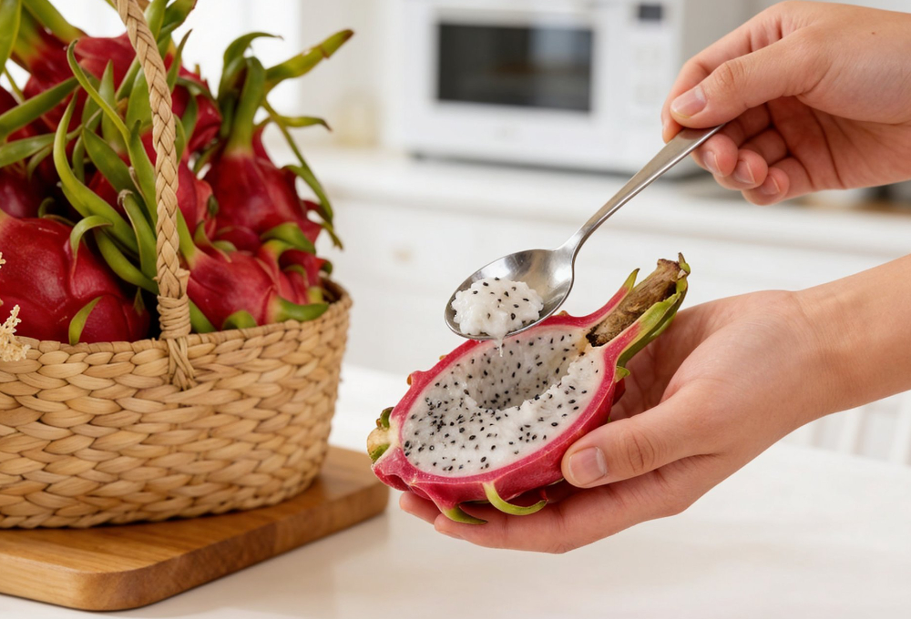 White Dragon Fruit Beige Basket