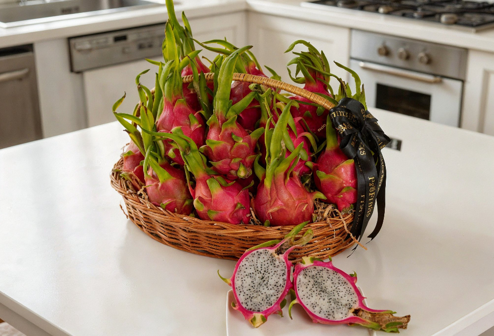 White Dragon Fruit Brown Basket