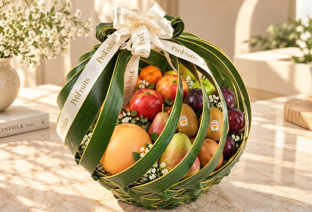 Red Beauty Pear, Golden Kiwi, China Plum, Green Apple, Rockit Apple, Mandarin, Kutch Dragon Fruit, and Grapefruit.