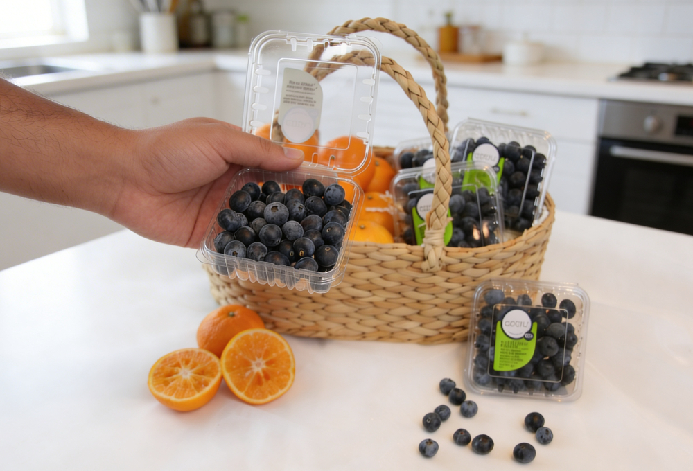 Mandarin & Blueberry Premium Brown Jute Basket