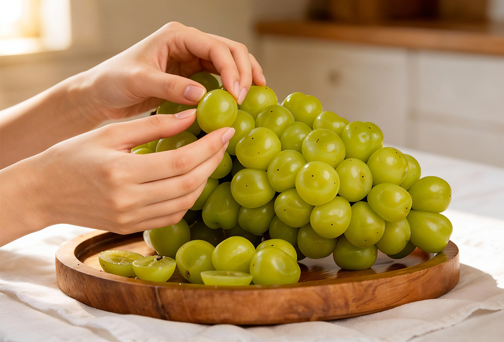 Fresh and sweet Shine Muscat grapes delivered in Mumbai
