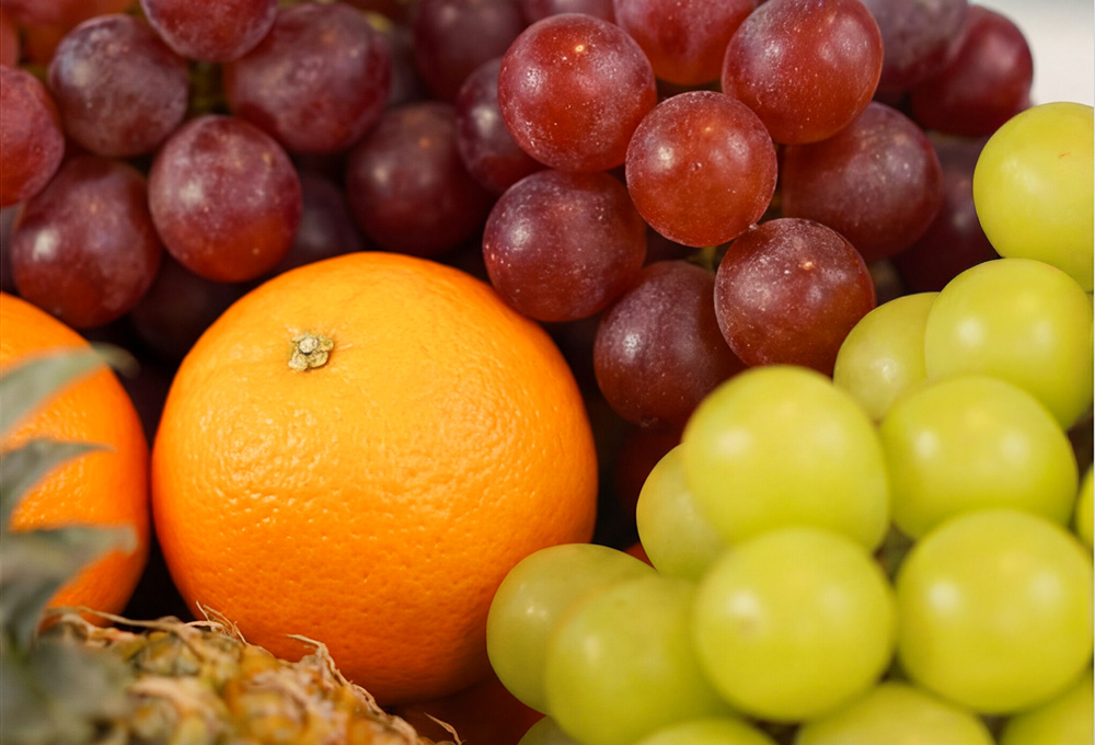 Exotic Fruit Basket - Pineapple, Apples, Mandarins, Grapes, Plums & Nectarines