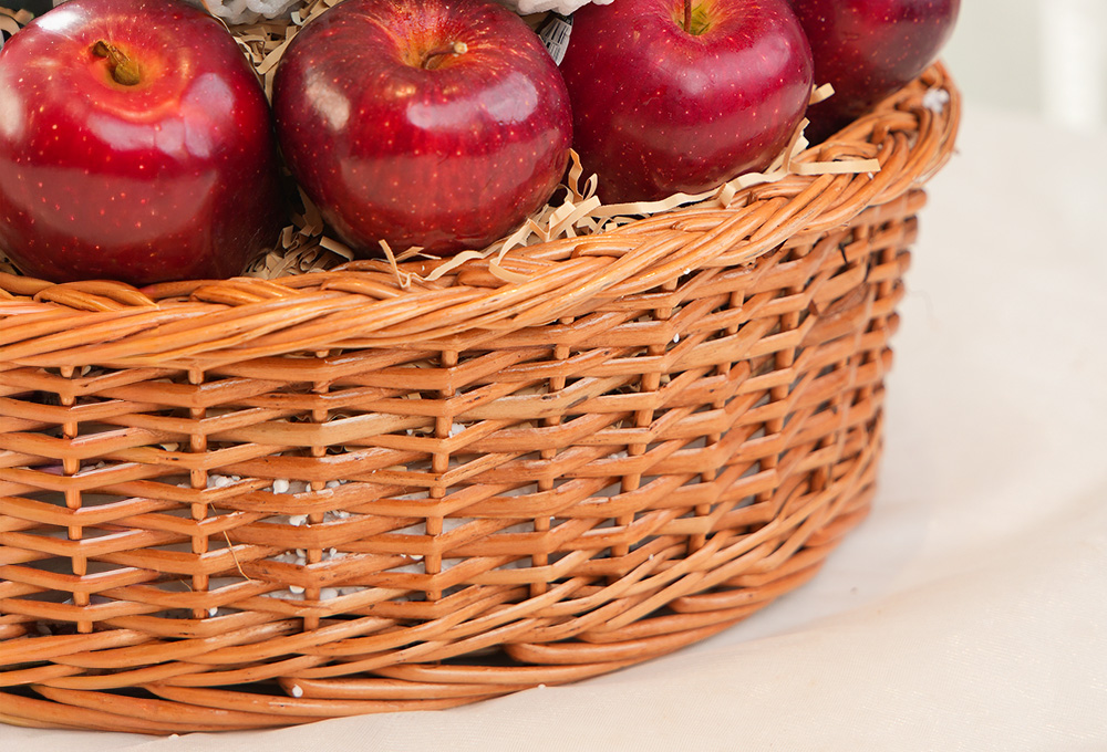 Exotic Fruit Basket – Red Apples, Grapes, Dragonfruit & More