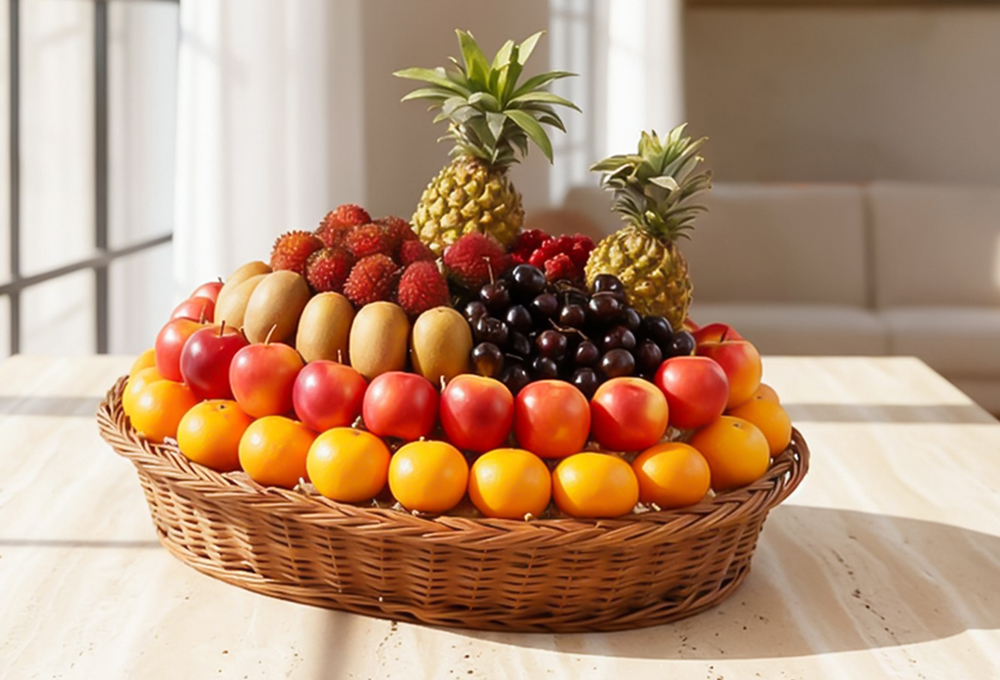 Grand Celebration Mixed Fruit Brown Basket