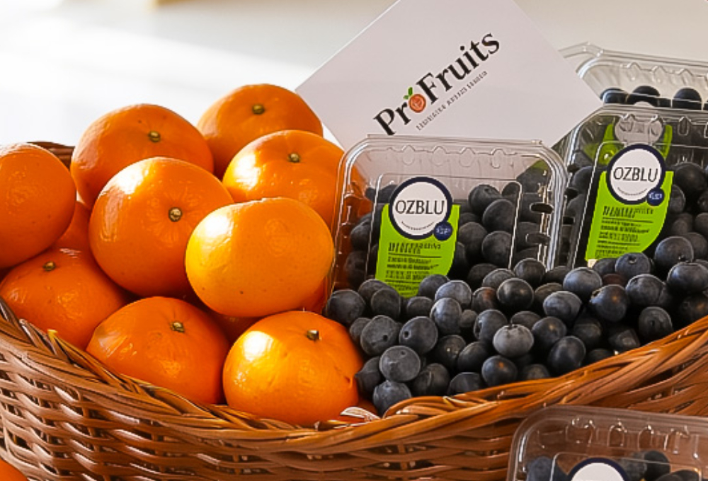 Mandarin & Blueberry Grande Brown Basket