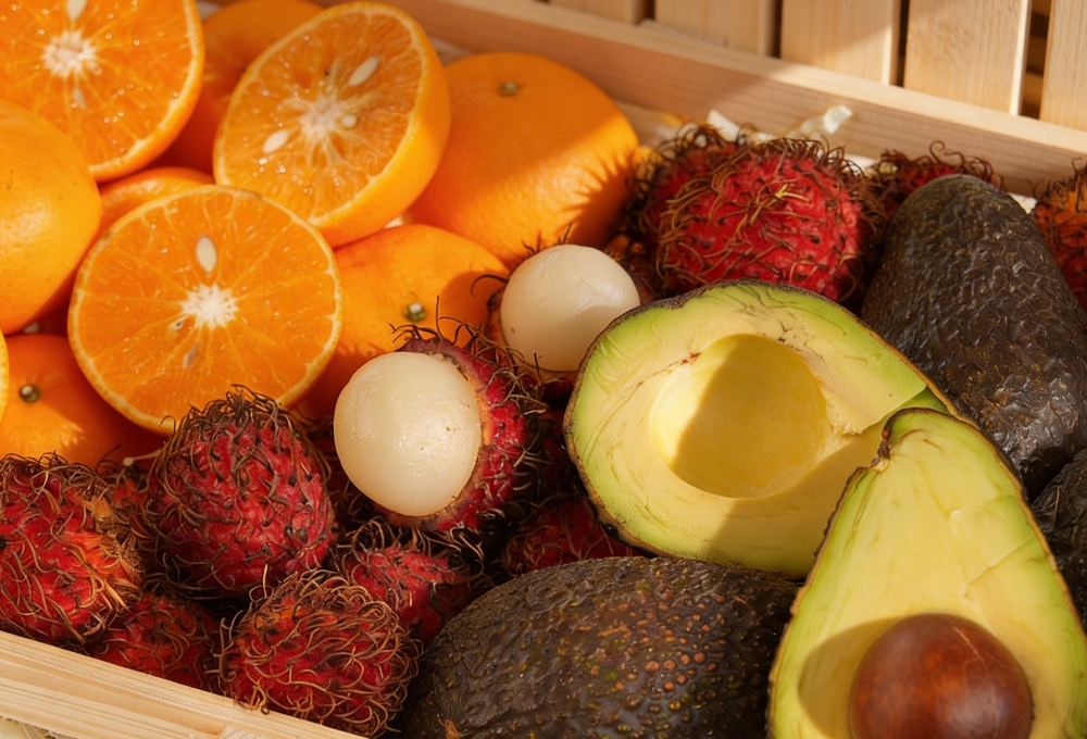 Exotic Fruit Tray - Avocados, Mandarins & Rambutans