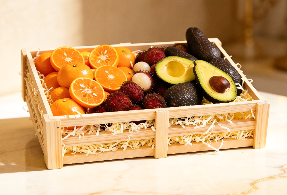 Exotic Fruit Tray - Avocados, Mandarins & Rambutans