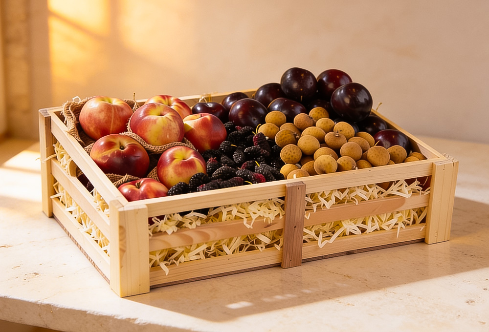 Exotic Fruit Tray - Longan, Nectarines, Mulberries & Plums
