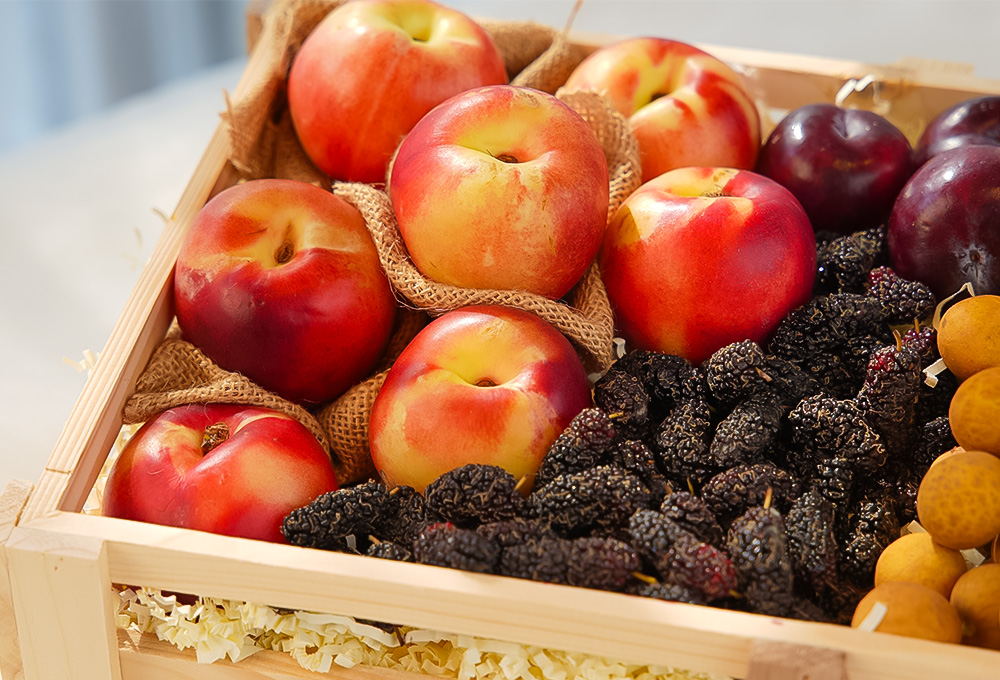 Exotic Fruit Tray - Longan, Nectarines, Mulberries & Plums