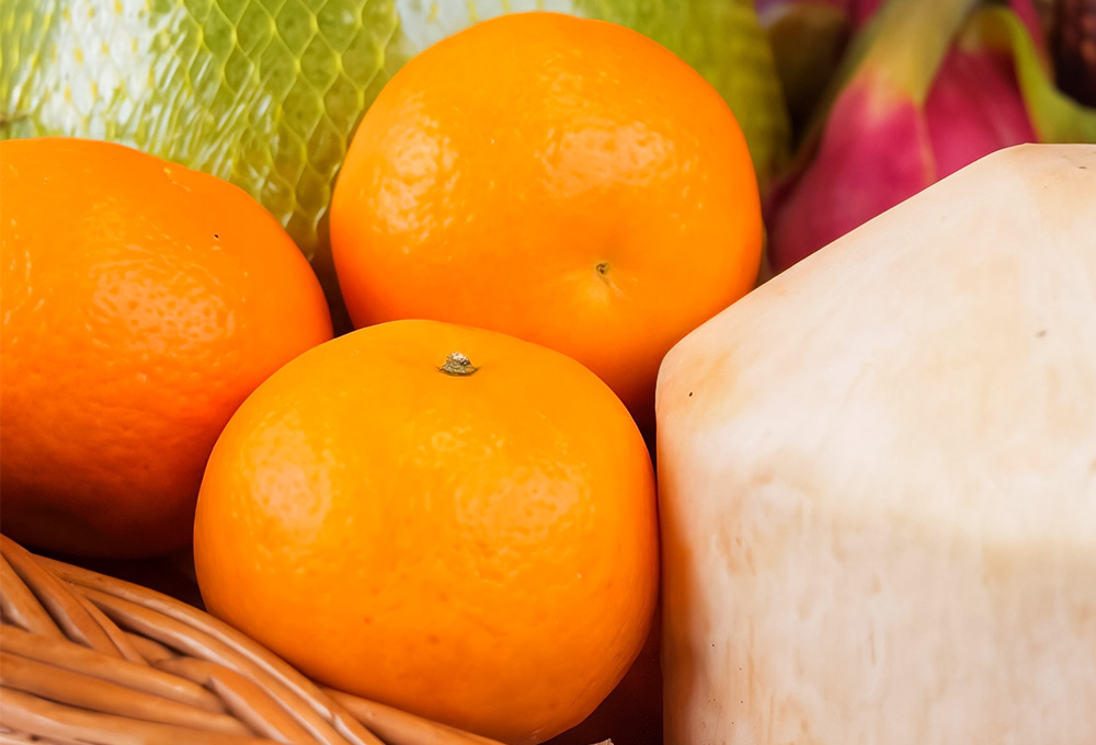 Exotic Fruit Basket with Rambutan, Dragonfruit, Mangosteen, Grapes