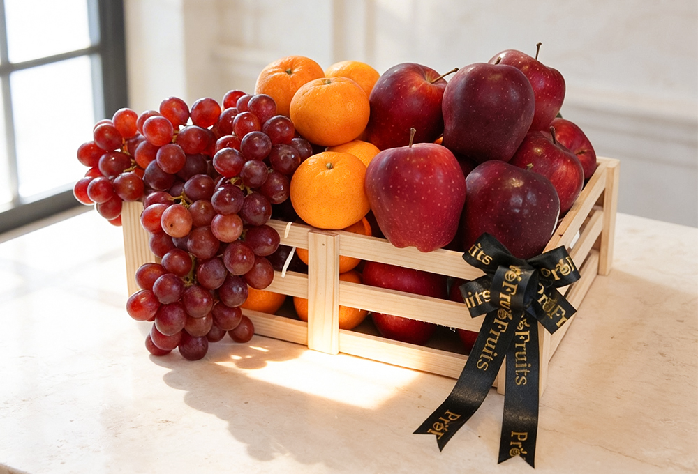 Red Globe Grapes, Mandarin & Apple Luxury Fruit Tray