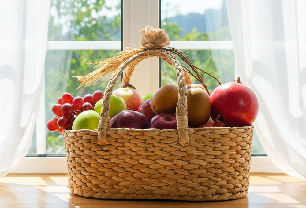 Premium Fruit Basket – Apple, Pomegranate & Kiwi Delight