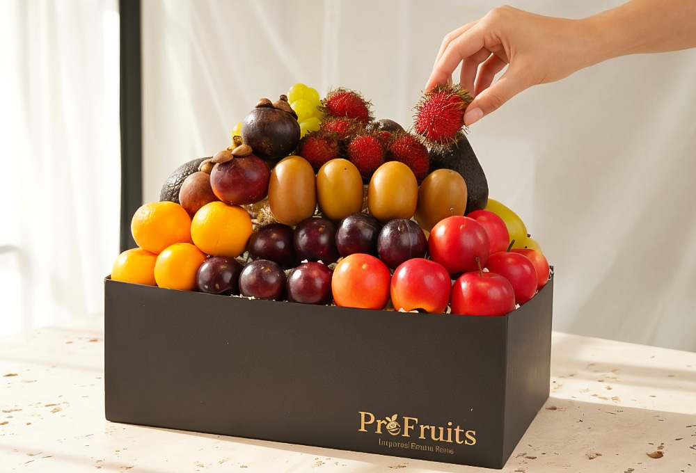 Exotic Fruits Tower Gift Black Box