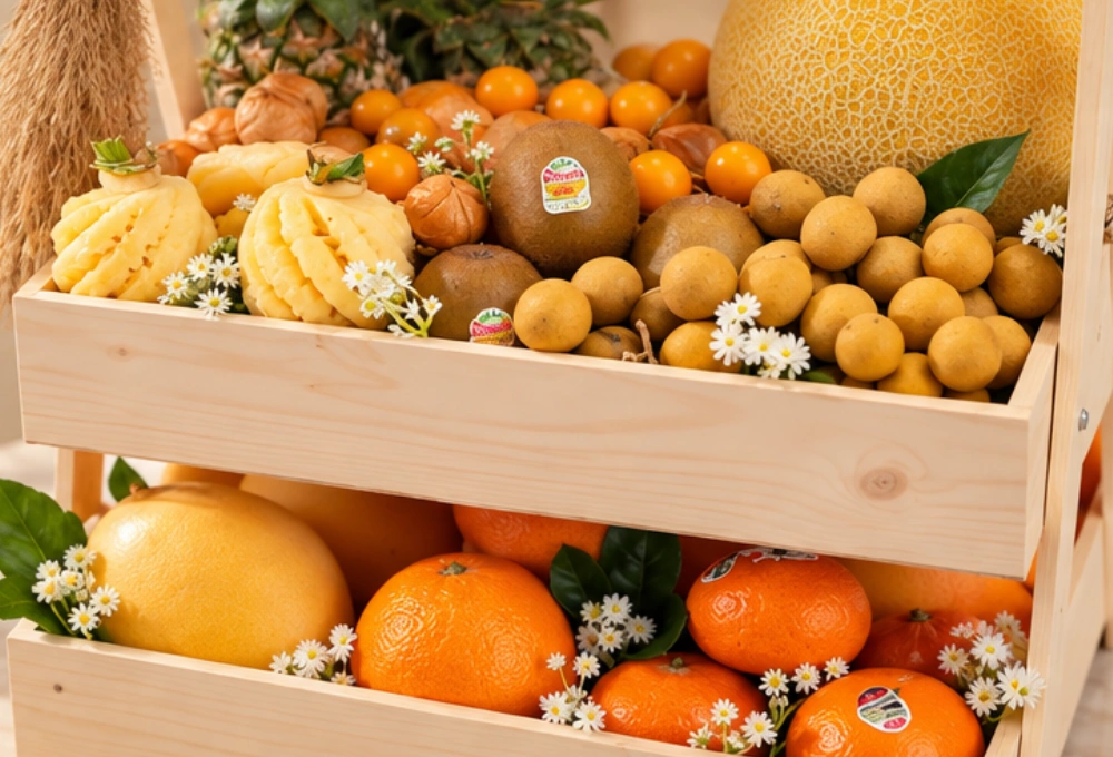 Premium double-layer wooden fruit tray