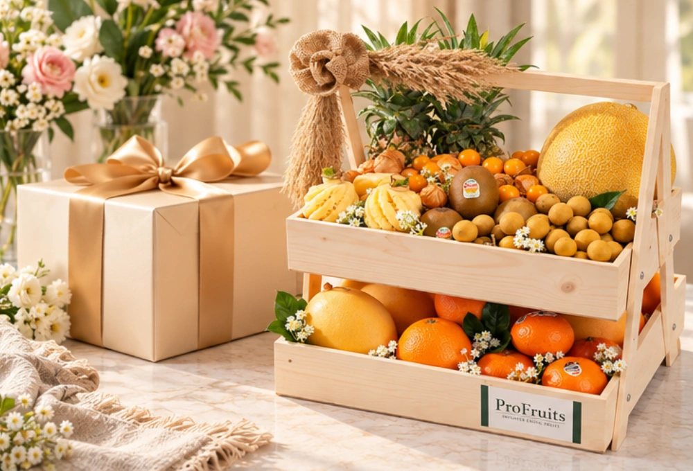 Premium double-layer wooden fruit tray