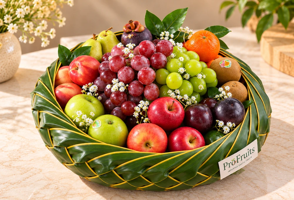 Globe Grapes, Muscat Grapes, Rockit Apples, Green Apples, Turkey White Nectarines, Green Pears, Mangosteen, Mandarins, Golden Kiwi & China Plums